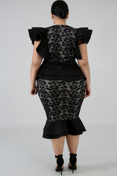 Ruffle Lace Flare Dress